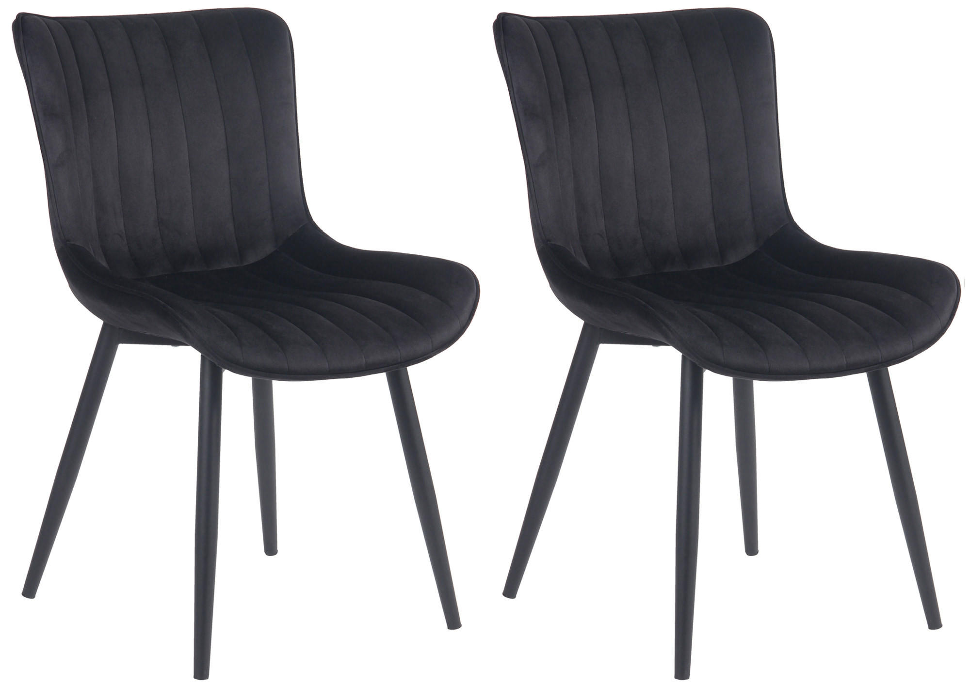 STUHL 2er Set Samt schwarz - Schwarz, Textil/Metall (50/81/61cm) - CLP