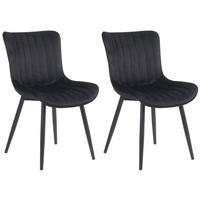 STUHL 2er Set Samt schwarz - Schwarz, Textil/Metall (50/81/61cm) - CLP