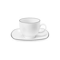 KAFFEETASSE MIT UNTERTASSE Lido Black Line weiß 220 ml - Weiß, Keramik (14.6/8.7/14.6cm) - Seltmann Weiden