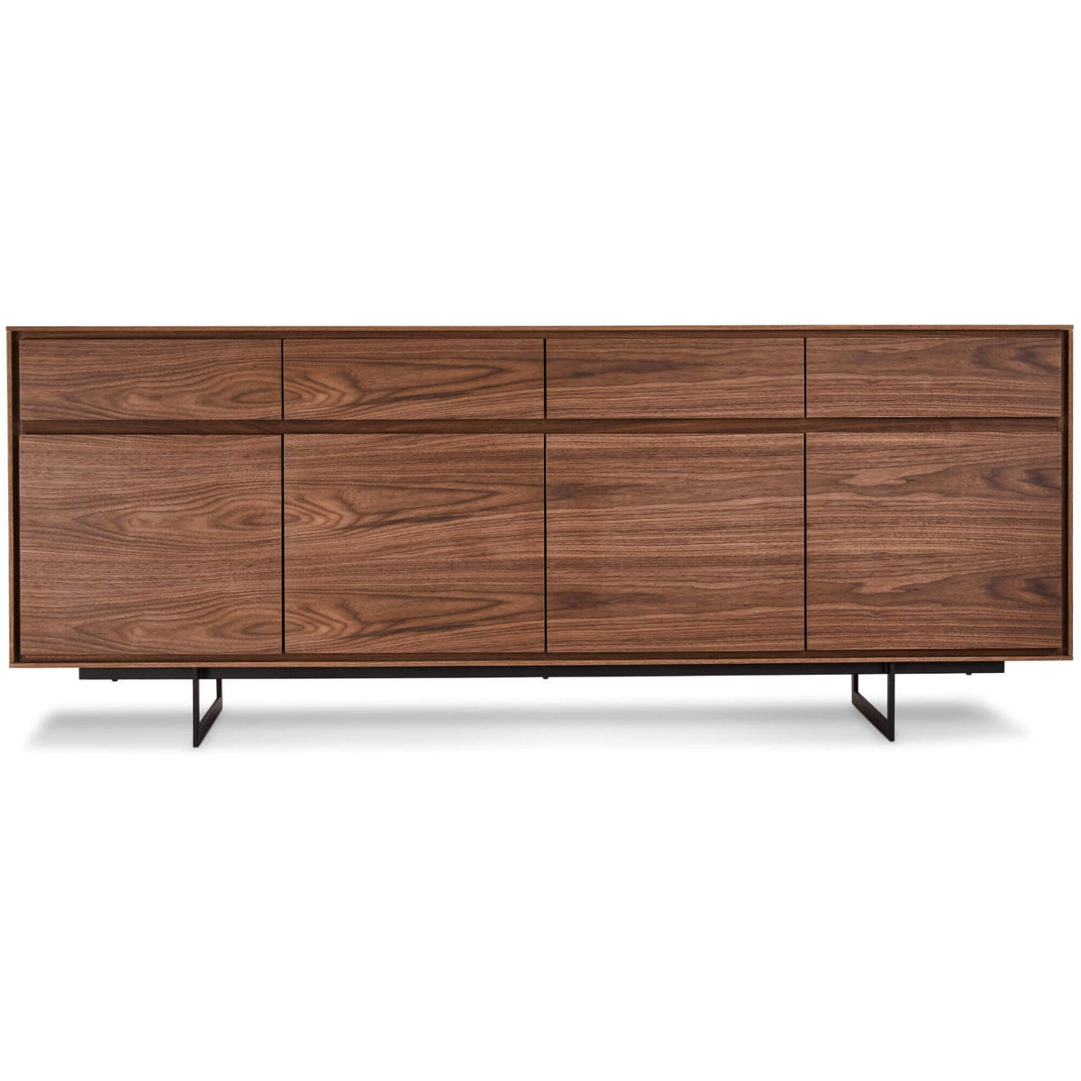 SIDEBOARD Amerikanisches Walnussfurnier - Walnussfarben/Schwarz, Holzwerkstoff/Metall (205/82/45cm) - Furnhouse