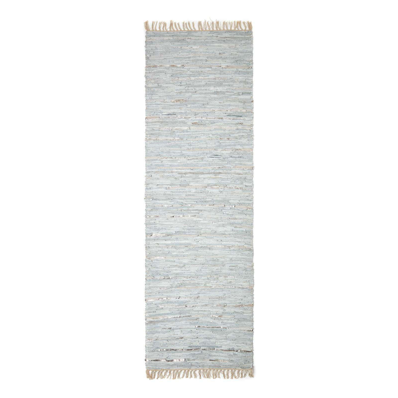 LEDERTEPPICH-LÄUFER Glitter geflochten 66/200 cm - Grau, Leder (66/200cm) - Homescapes