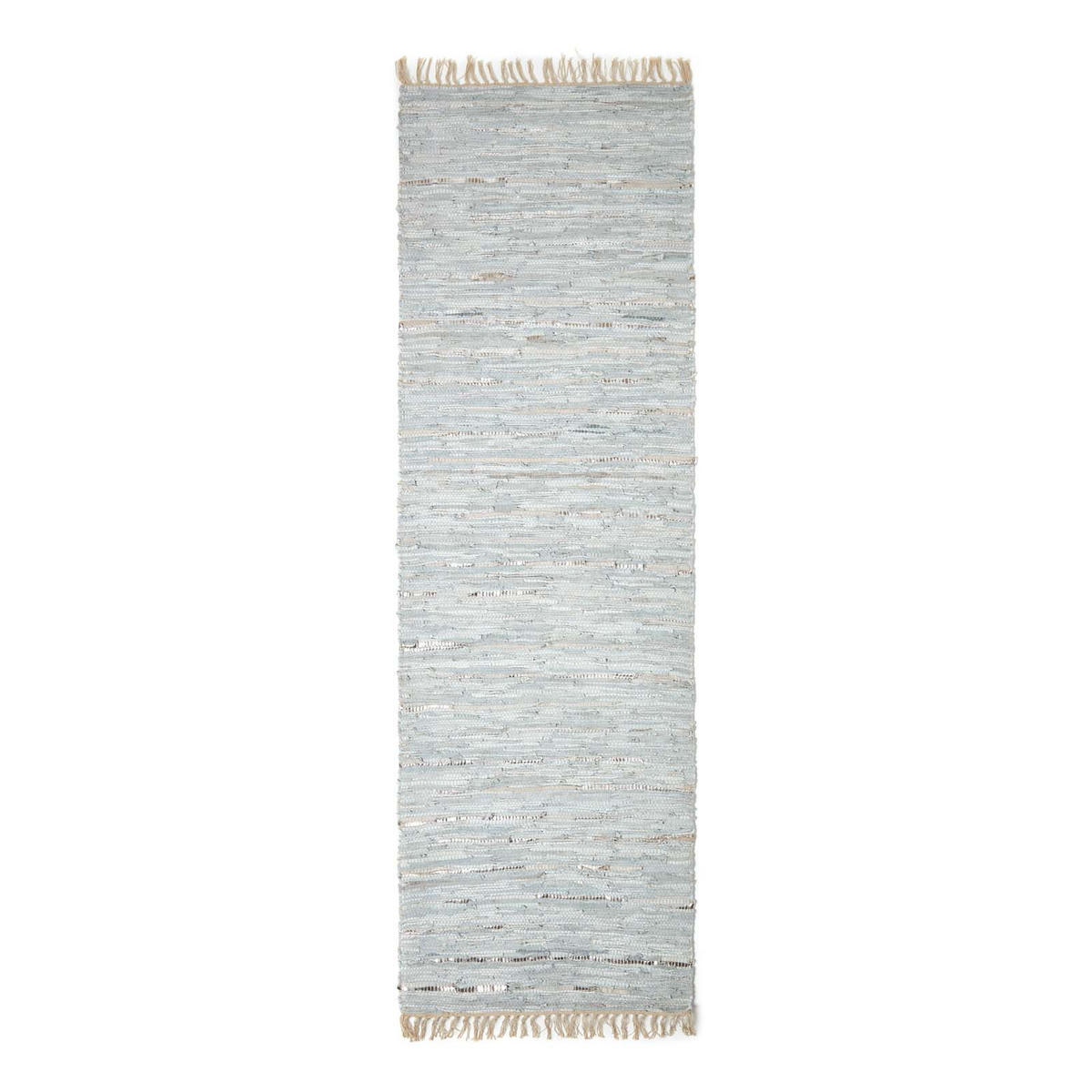 LEDERTEPPICH-LÄUFER Glitter geflochten 66/200 cm - Grau, Leder (66/200cm) - Homescapes