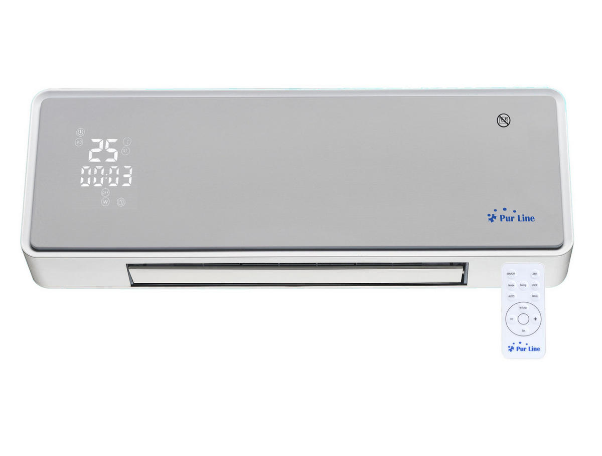 SPLIT-WANDHEIZUNG Grau mit Fernsteuerung und Programmierung 2000 W - Grau, Kunststoff (54/19/12cm) - Purline