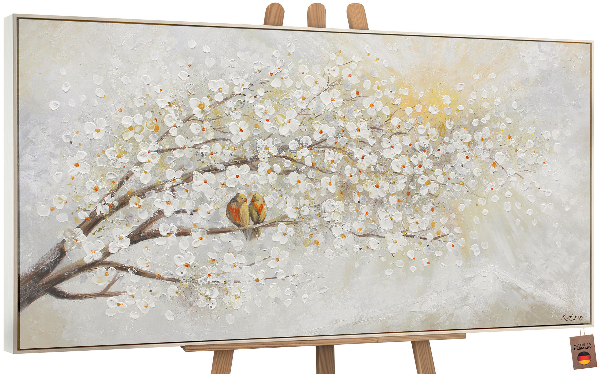 GEMÄLDE Sonnenaufgang Schattenfugenrahmen beige 100x50 cm - Beige, Holz (100/50cm) - YS-art gallery