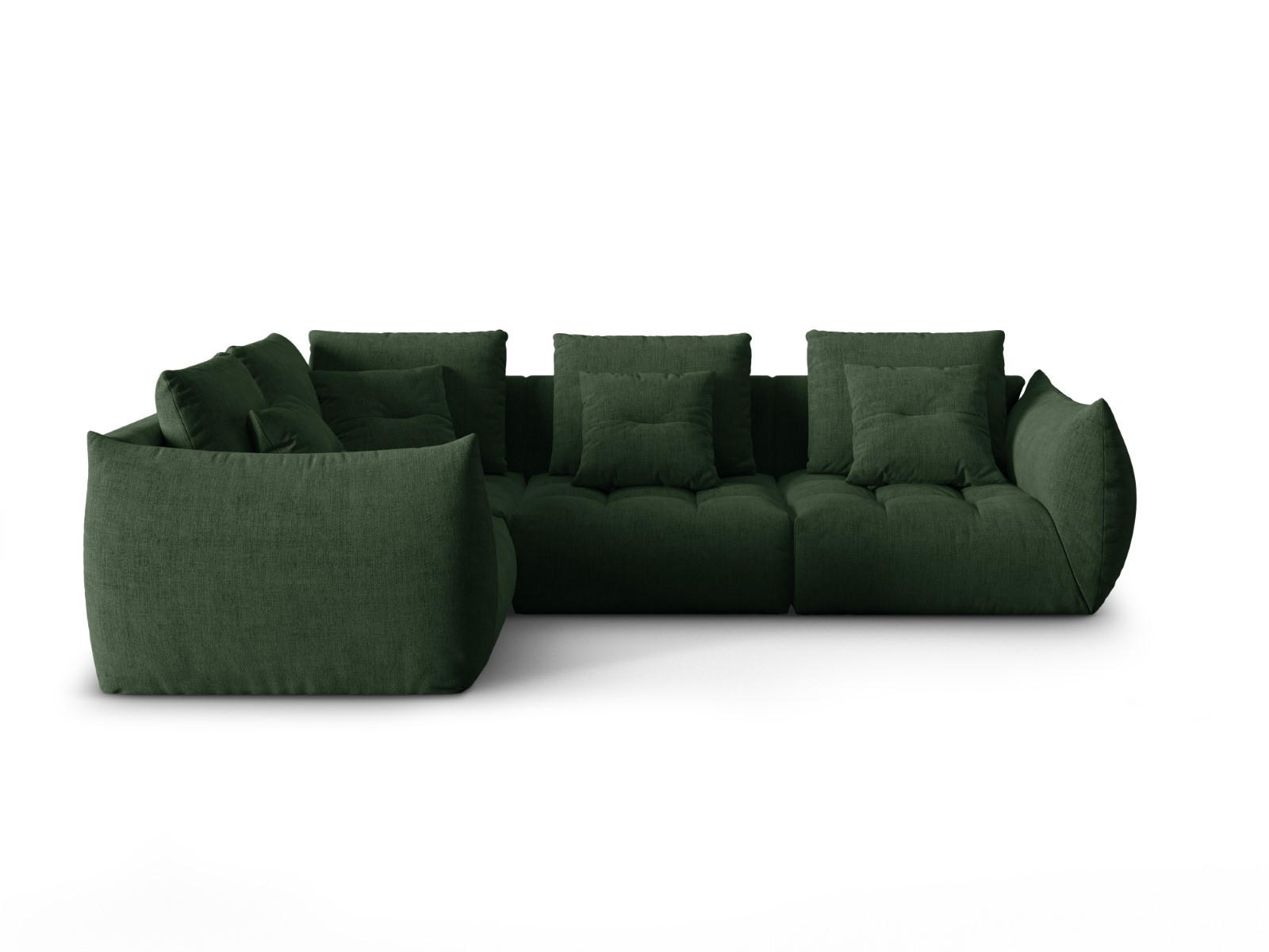 ECKSOFA modular links Bloom aus strukturiertem Stoff moosgrün 3 Sitzplätze - Salbeigrün, Textil (216/316cm) - Micadoni