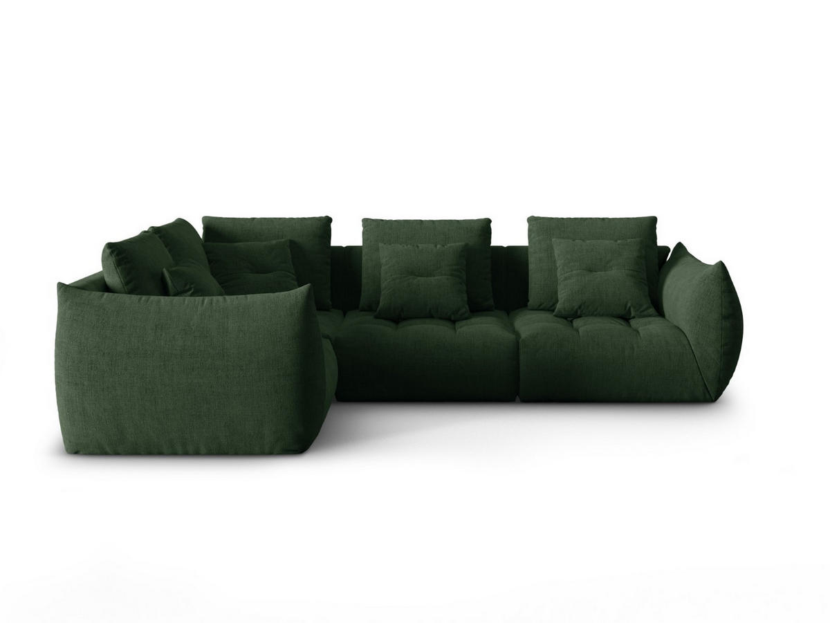ECKSOFA modular links Bloom aus strukturiertem Stoff moosgrün 3 Sitzplätze - Salbeigrün, Textil (216/316cm) - Micadoni