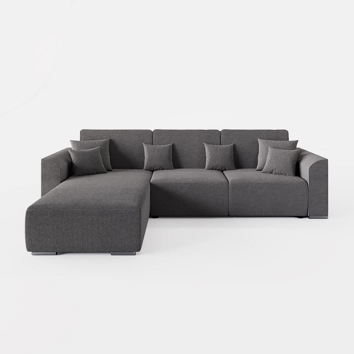 ECKSOFA LUMO L Links Hellblau Flechtwerk-Stoff mit Schlaffunktion und Bettkasten - Hellblau, Textil (293/195cm) - Barchello