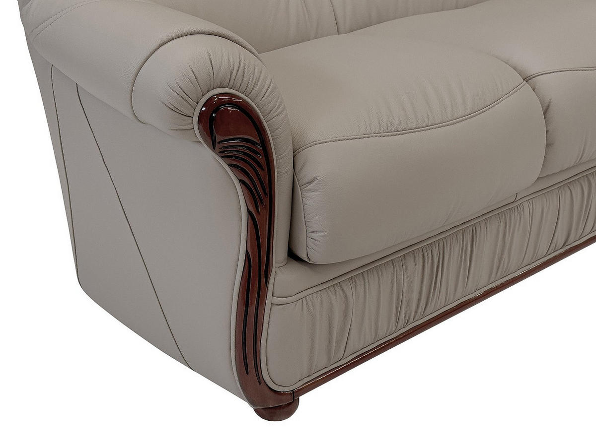 SOFAGARNITUR ohne Schlaffunktion - 4 -Sitzer - Rundumbezug 100% Leder - taupe - DAPHNE - Braun, Leder (183/97/91cm) - Vente-Unique