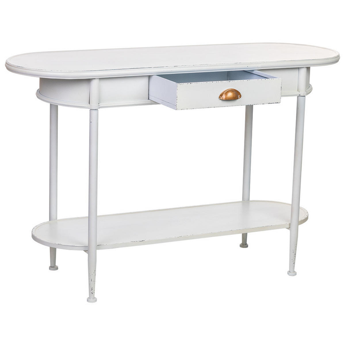 KONSOLENTISCH aus Metall, weiß, 120x41x75cm - Schwarz, Metall (41/120/75cm) - Wanderlust