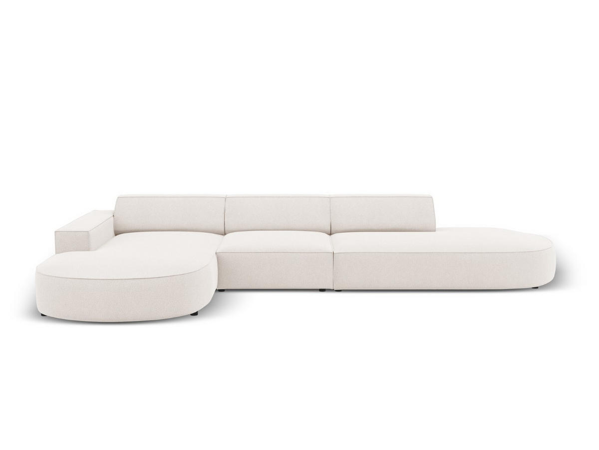 ECKSOFA links Jodie aus strukturiertem Stoff leichtes beige 4 Sitzplätze - Beige, Textil (166/342cm) - Micadoni