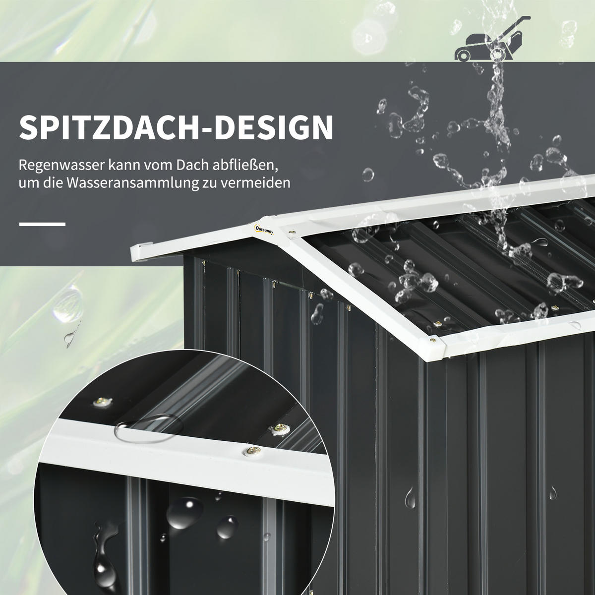 METALLSCHUPPEN für Rasenmähroboter, rostfreie Garage, 86 x 100 x 63cm, Grau - Dunkelgrau, Kunststoff/Metall (100/63/86cm) - Outsunny