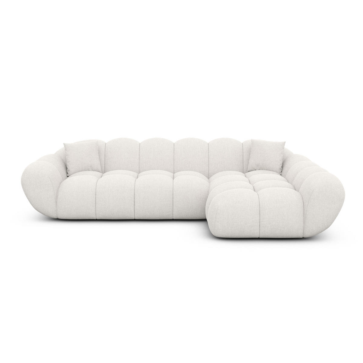ECKSOFA Liva Weiß Strukturstoff L-Form Rechts - Weiß, Textil (160/265cm) - VAROYAL