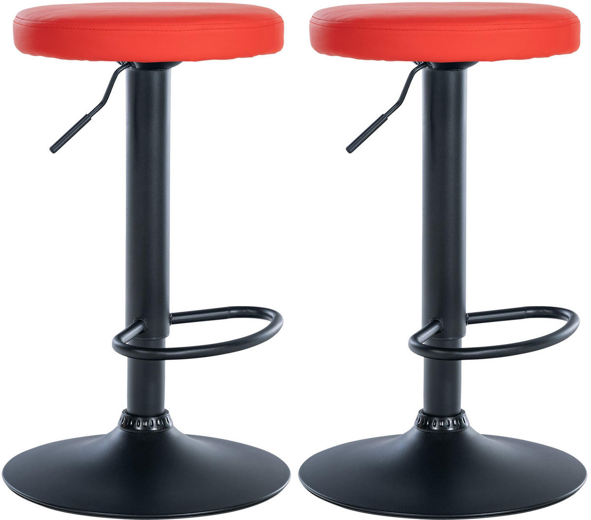 BARHOCKER 2er Set Lederlook rot - Rot, Textil/Metall (38.5/60/38.5cm) - CLP
