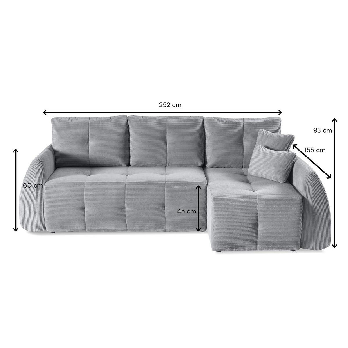 ECKSOFA Luna Dunkelblau, mit Schlaffunktion - Dunkelblau, Holzwerkstoff/Textil (252/155cm) - Bettso