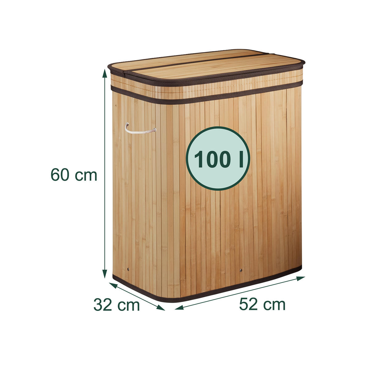 WÄSCHEKORB - Hellbraun, Holz/Textil (52/60/32cm) - Relaxdays