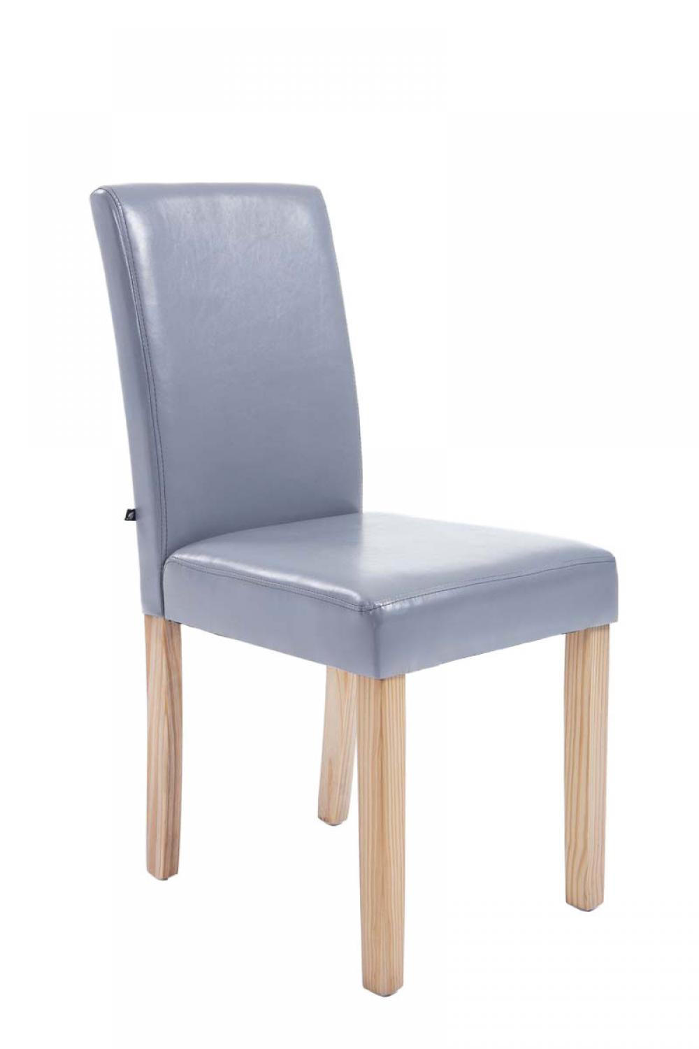 STUHL Lederlook grau - Eukalyptusholzfarben/Grau, Holz/Textil (41/91/47cm) - CLP