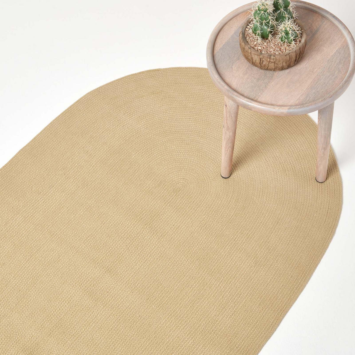 TEPPICH geflochten oval 90/150 cm - Beige, Textil (90/150cm) - Homescapes