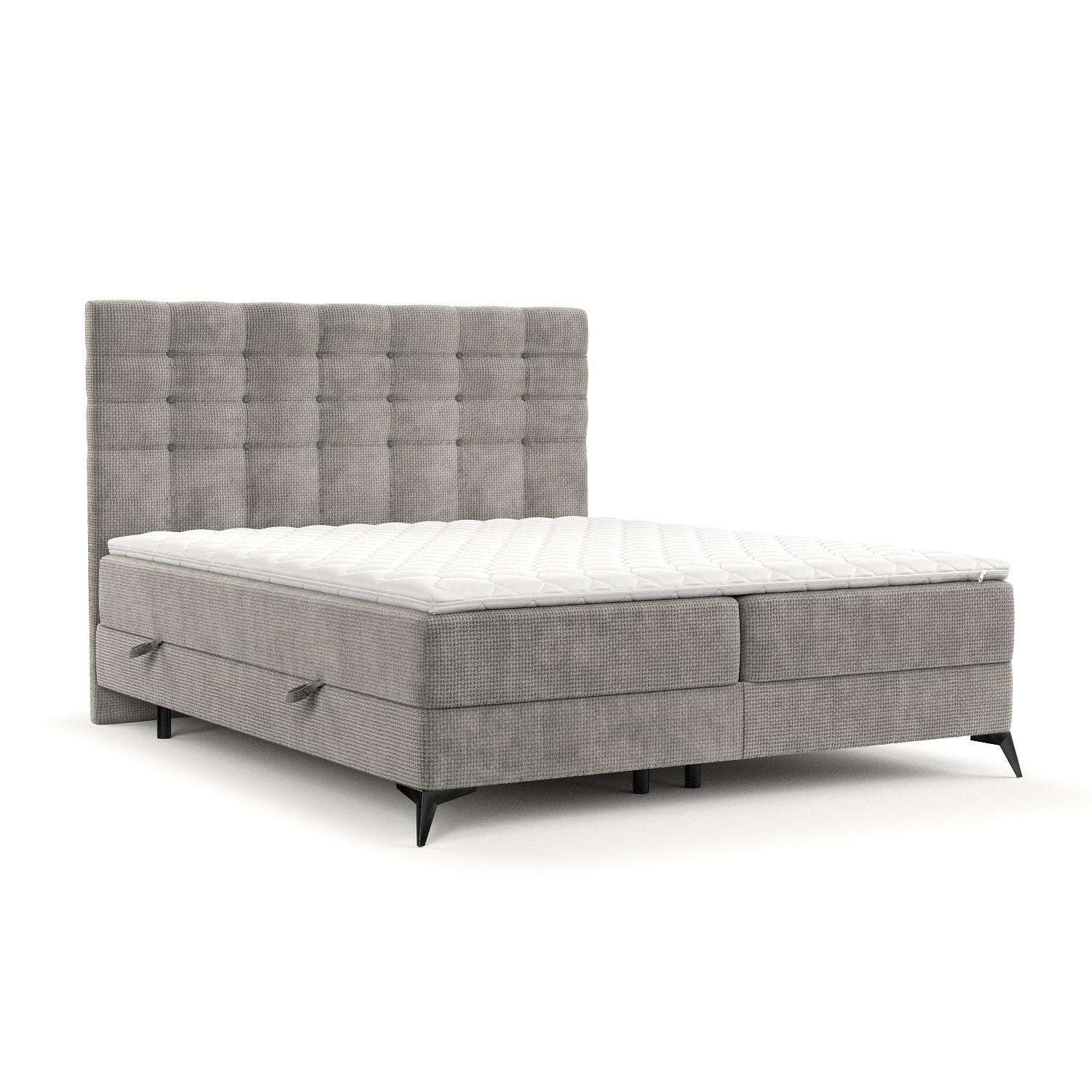 BOXBETT Niro 140/200 cm Hellbeige im Bonita Stoff - Beige/Schwarz, Holz/Holzwerkstoff (140/200cm) - AltaBeds