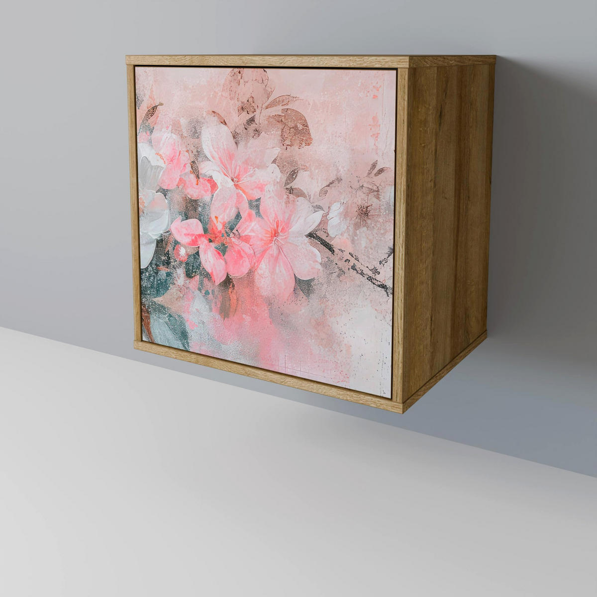 SIDEBOARD CHERRY BLOSSOM, Eichefarben, 57,5x42x77,5 cm, Schräge Buchenholzfüße - Eichefarben/Buchefarben, Holzwerkstoff/Buchenholz (57.5/77.5/42cm) - SpaceRebels