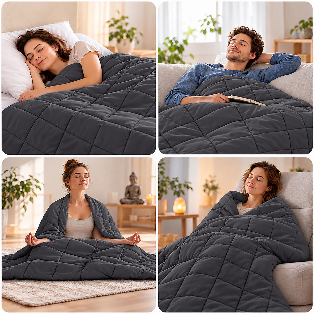 GEWICHTSDECKE Grau 200x200 cm - Grau, Glas/Textil (200/200cm) - Relaxdays