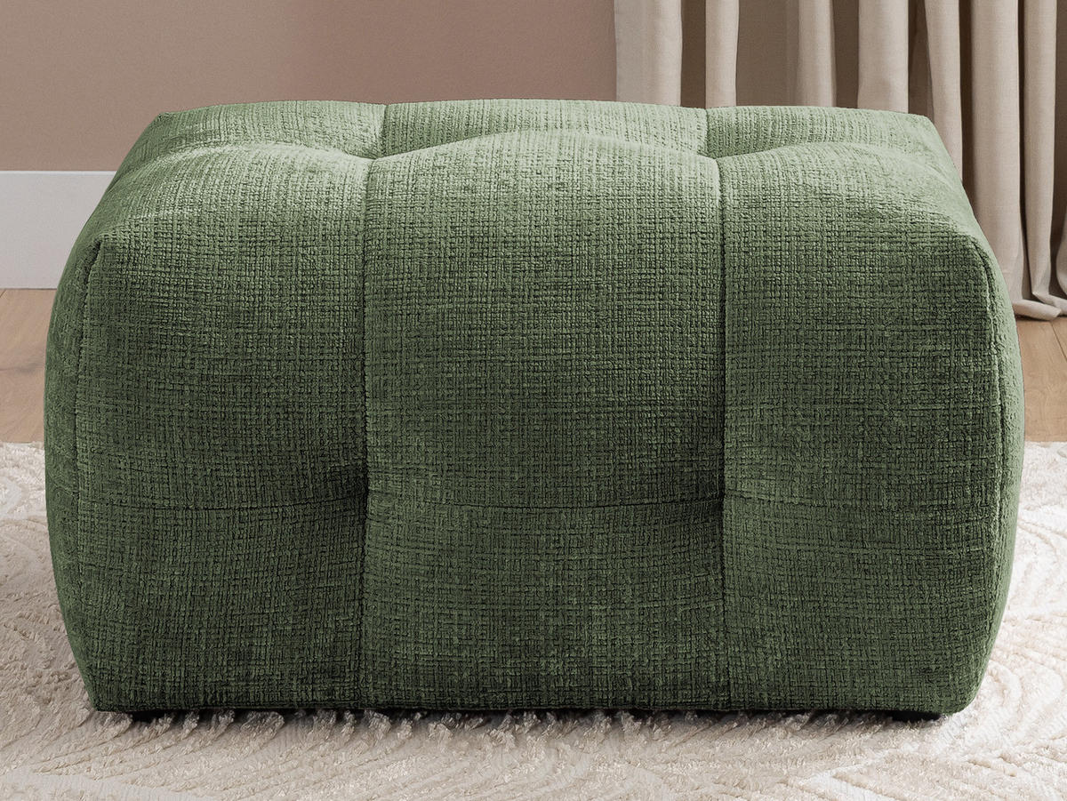 POLSTERHOCKER Kozy im Bumpy-Design aus weichem Grün Chenille-Stoff - Schwarz/Grün, Holz/Textil (87/46/68cm) - S-Style Möbel