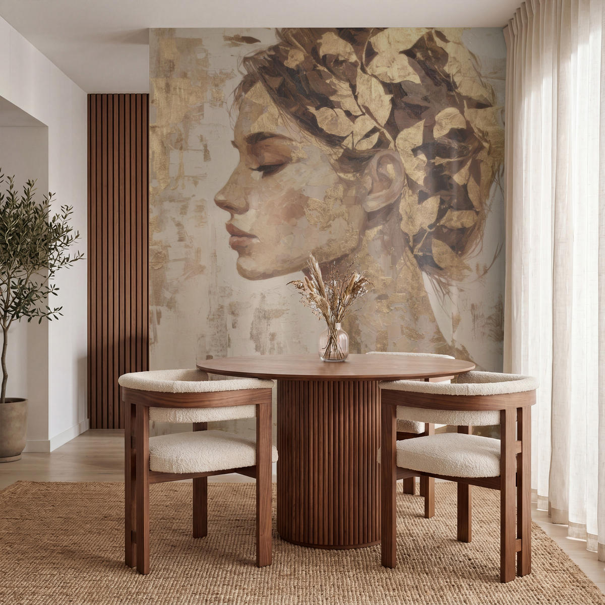 TAPETE - Frau - Gold - Abstrakt - Textur - 220x280 cm - Goldfarben, Papier (220/280cm) - OnlyWow