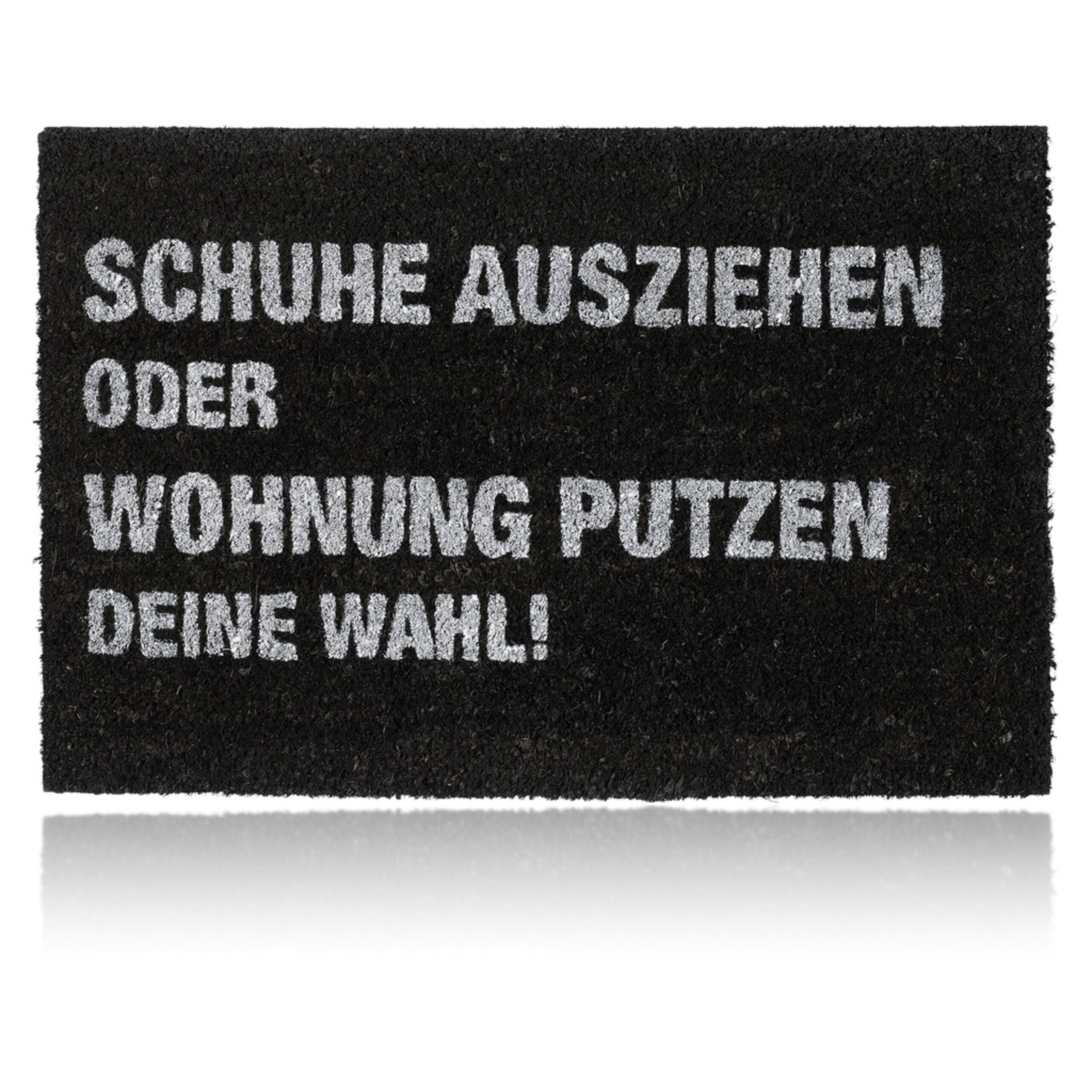 ROHOŽKA černá bílá kokos text Zouvej boty 60x40 cm - černá, textil/plast (60/40cm) - Relaxdays