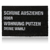 ROHOŽKA černá bílá kokos text Zouvej boty 60x40 cm - černá, textil/plast (60/40cm) - Relaxdays