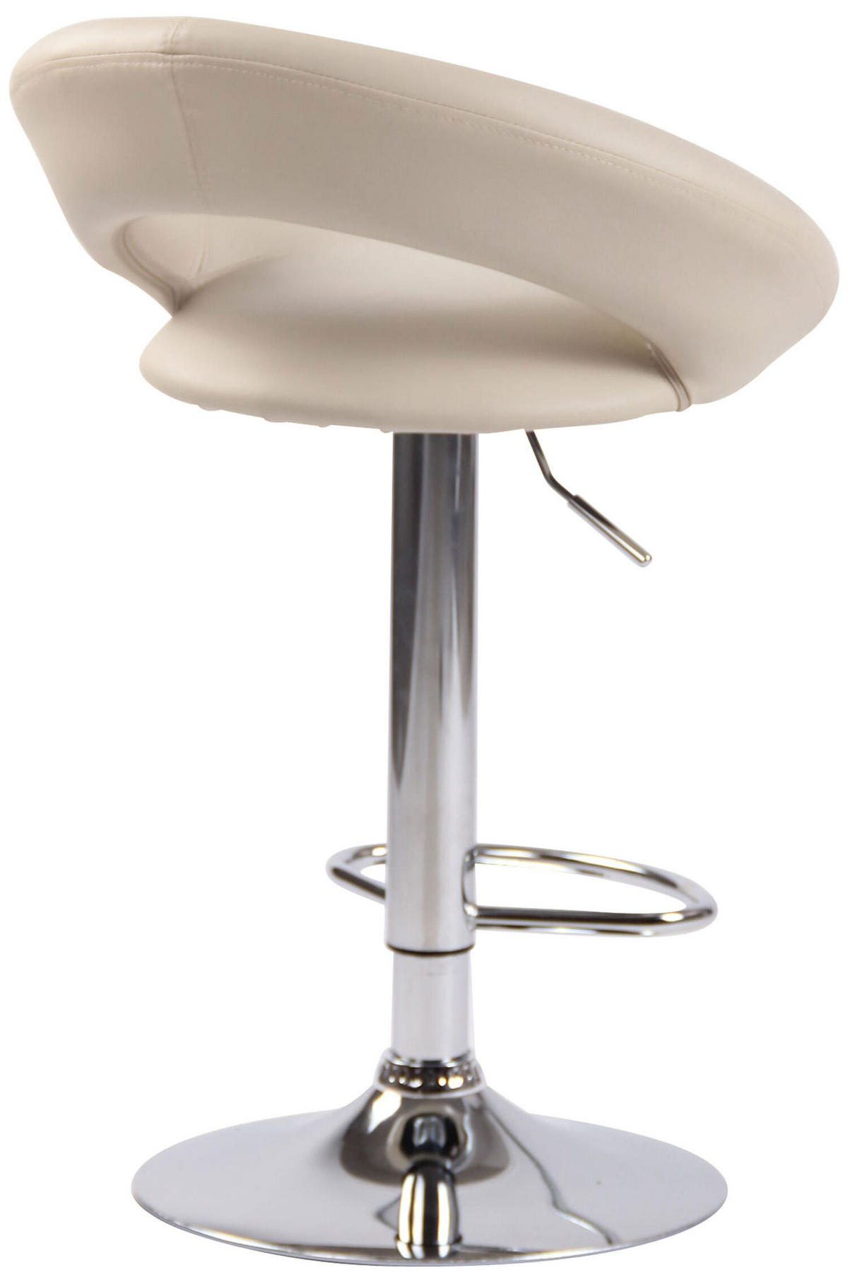 BARHOCKER Olin, Gestell Metall in Chromoptik, Kunstleder Creme - Chromfarben/Creme, Kunststoff/Textil (53/100/47cm) - TPFLiving