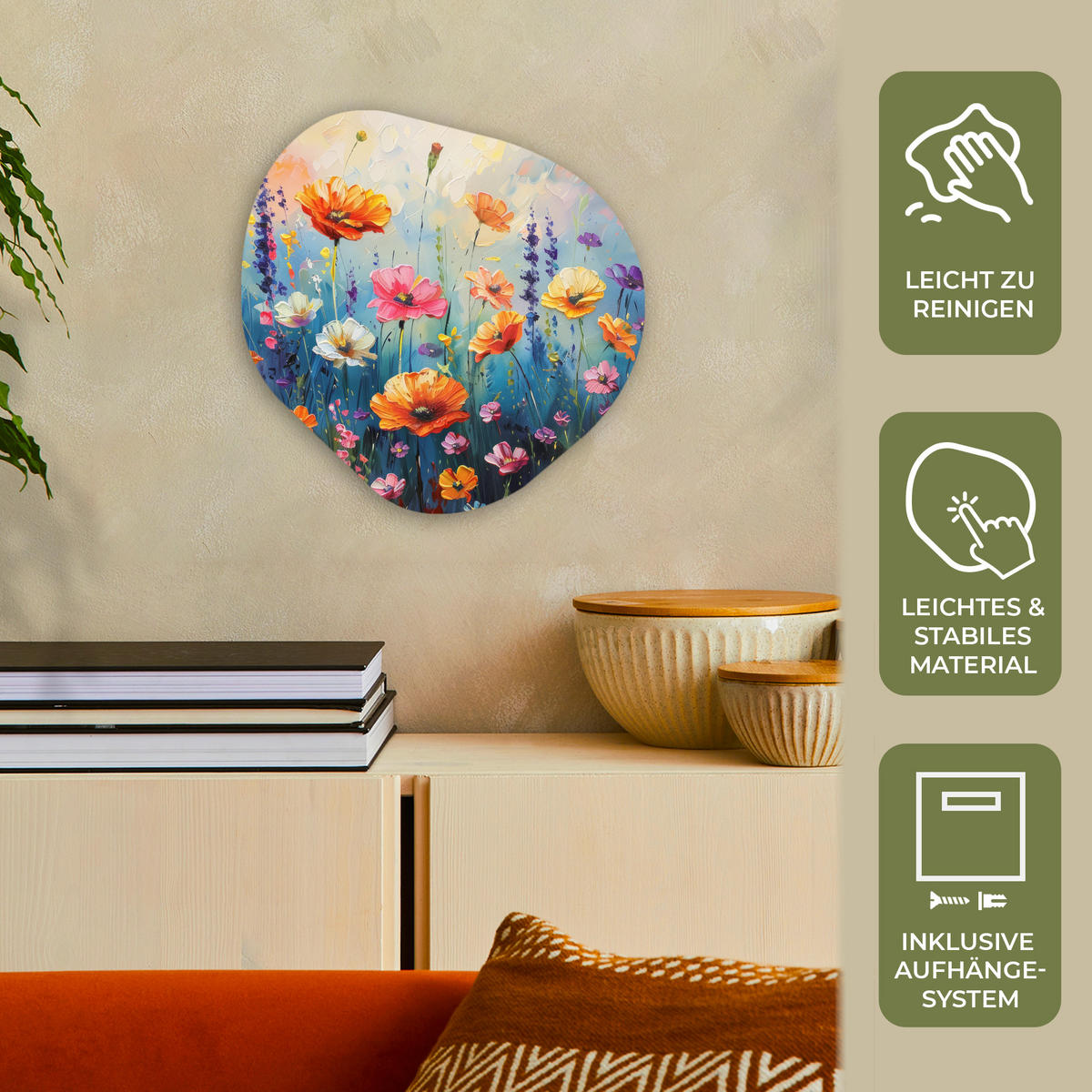 WANDBILD Blumen - Natur - Aquarell - Kunst 40x40 cm - Multicolor, Kunststoff (40/40cm) - MuchoWow