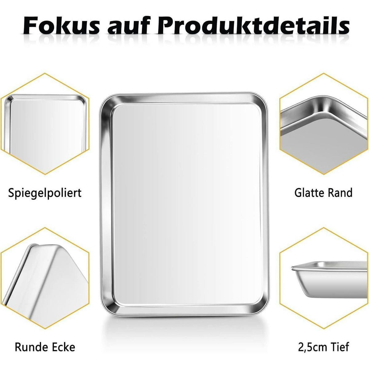 BACKBLECH 2er Set Edelstahl 40,5 x 30,5 cm - Silberfarben, Metall (30.5/2.5/40.5cm)