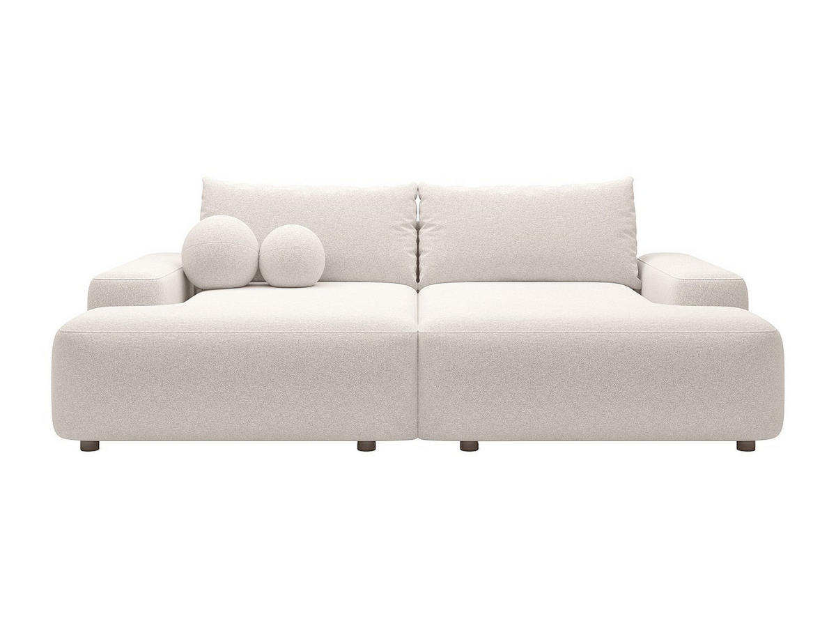 SOFA 3-Sitzer, tiefe Sitzfläche - Melierter Stoff Creme - DAVISO - Creme, Textil (232/87/164cm) - Vente-Unique