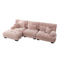 ECKSOFA 313/145/81 cm in Rosa aus Chenille mit Ottomans und modularer Form - Pink, Textil (145/313cm) - Flora Grace