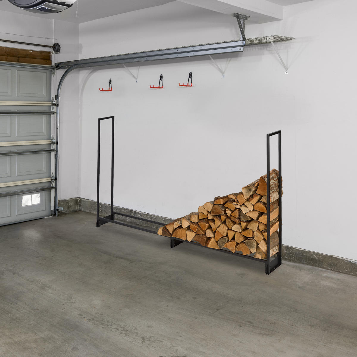 KAMINHOLZREGAL - Dunkelgrün, Kunststoff/Metall (202/111/30cm) - Relaxdays