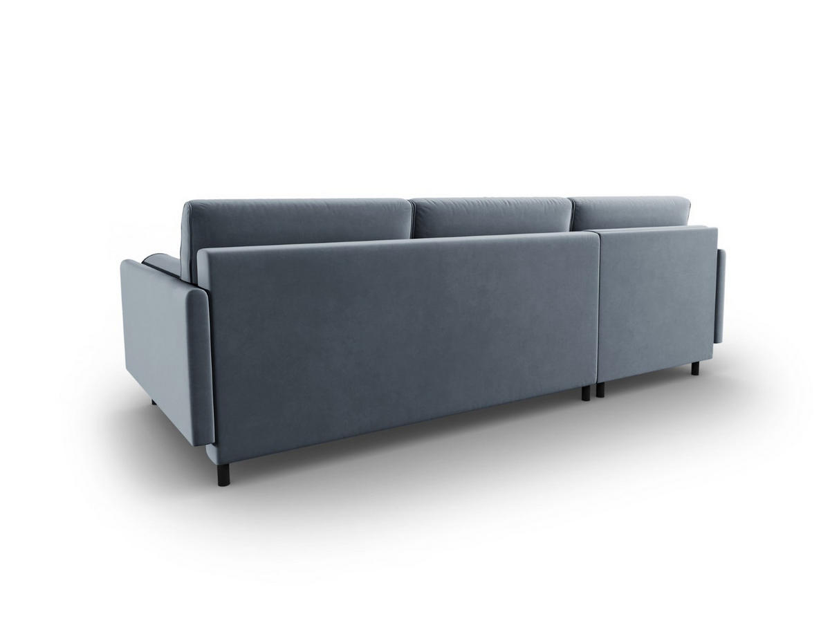 AUSKLAPPBARES-ECKSOFA links mit Container Scott aus Samt hellblau 5 Sitzplätze - Hellblau, Textil (142/212cm) - Micadoni