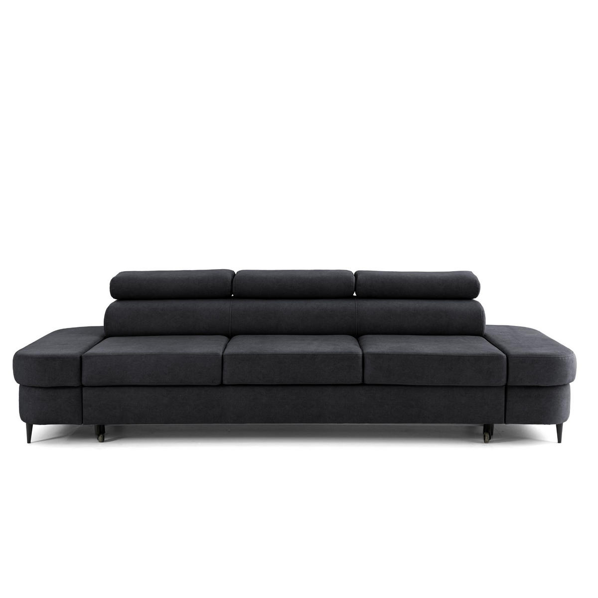 3-SITZER Sofa PRIAM mit Schlaffunktion 125x277 Velours Schwarz - Schwarz, Holz/Textil (278/95/102cm) - Muffo
