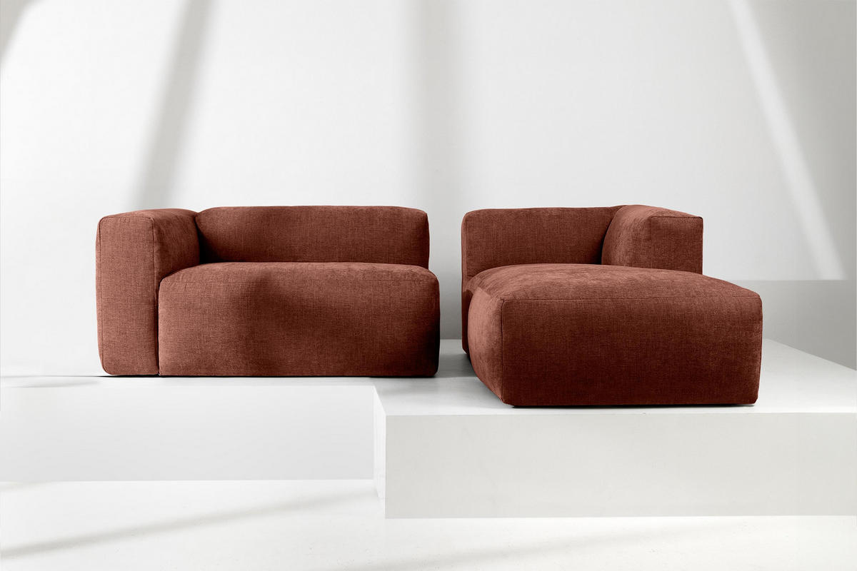 ECKMODULSOFA-RECHTS BUFFO 3/4 Sitzer mit extrem weicher Sitzfläche, Gewebestoff, orange - Dunkelorange, Textil (237/180cm) - KONSIMO®