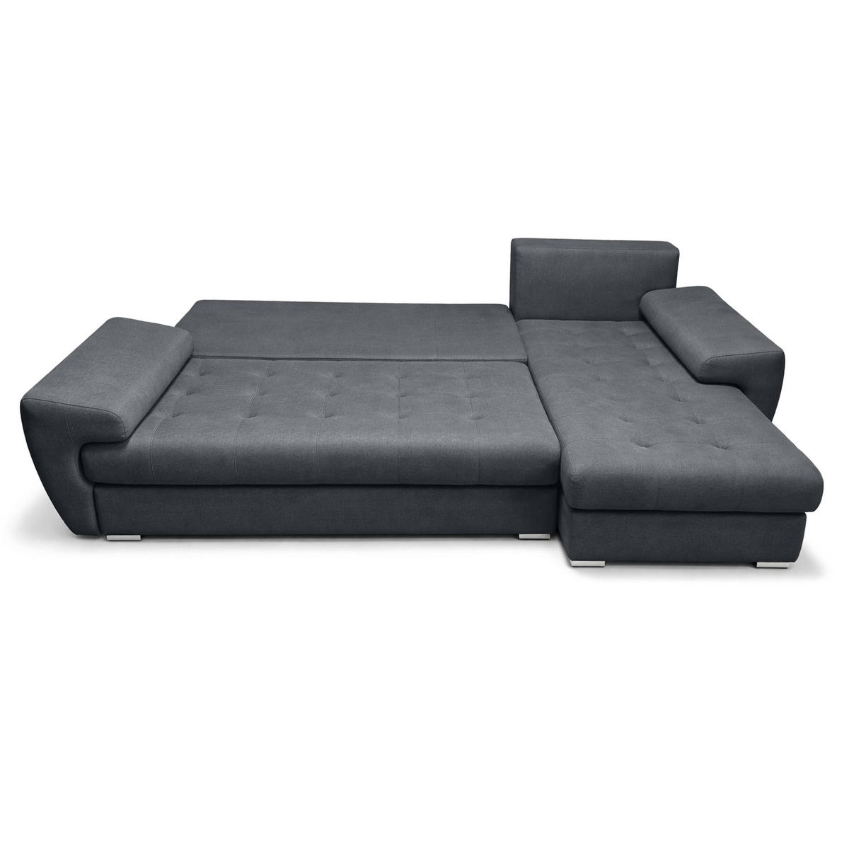 ECKSOFA L Form Manisa Dunkelgrau 234/145/83 cm Rechts mit Schlaffunktion - Dunkelgrau/Silberfarben, Kunststoff/Textil (234/145cm) - AX Living