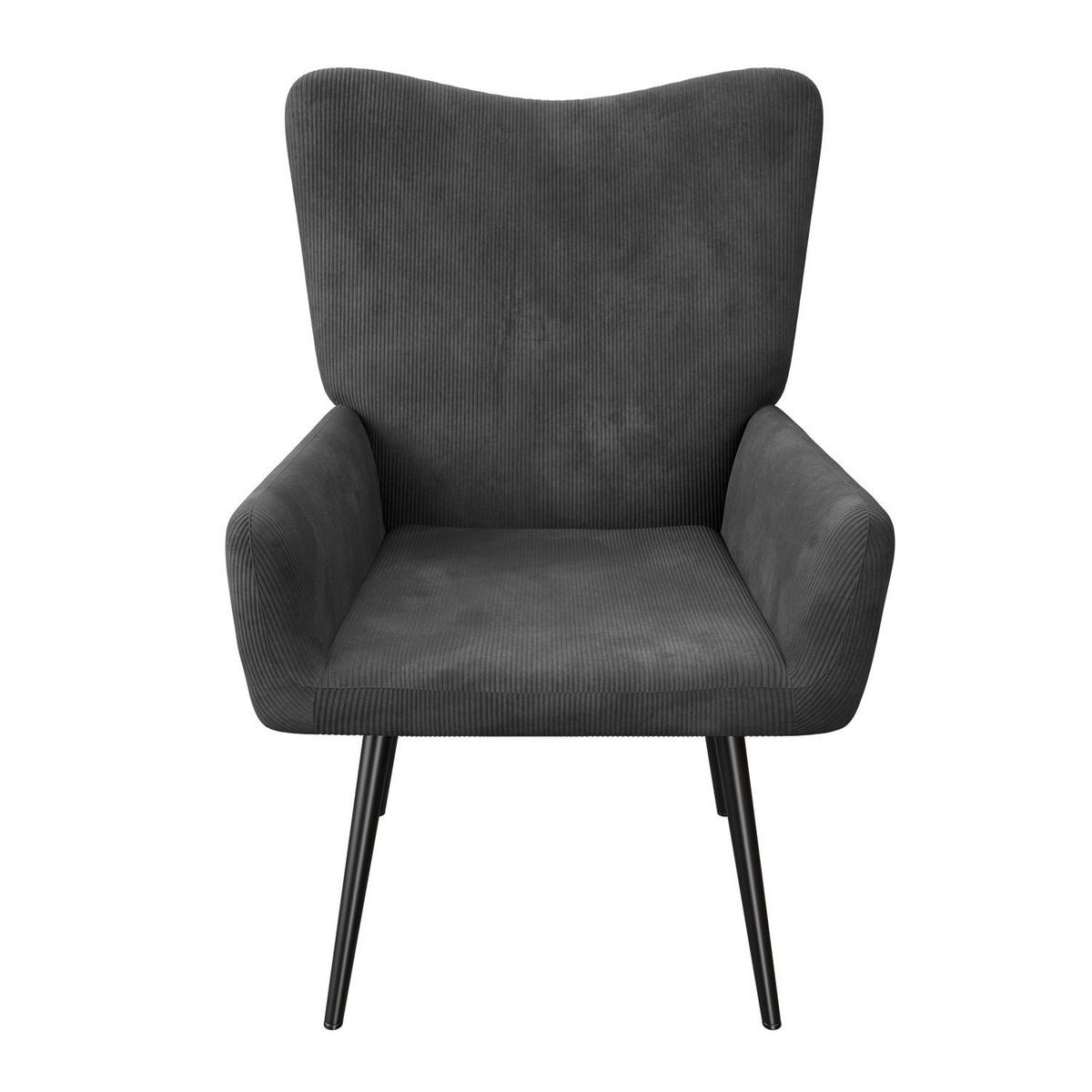 OHRENSESSEL Odense Cord Grau - Grau, Textil (68/95/73cm) - Juskys