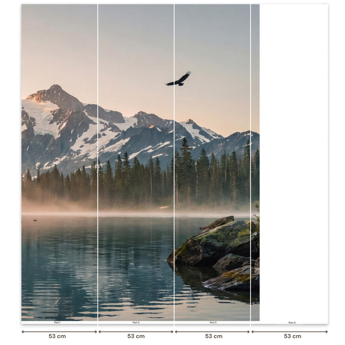 TAPETE - Berge - Wasser - Bäume - 160x220 cm - Multicolor, Papier (160/220cm) - OnlyWow