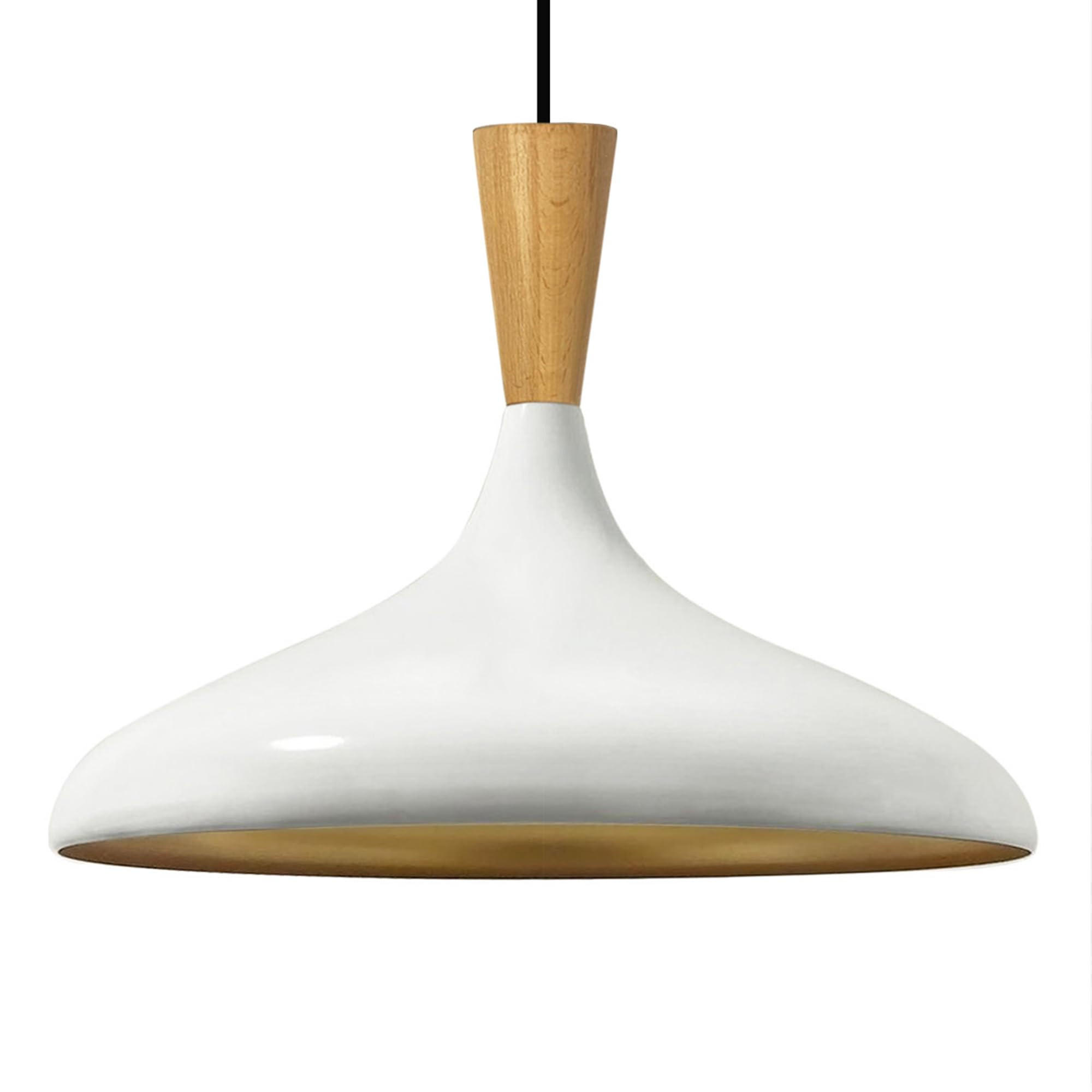 PENDELLEUCHTE Champion Holz 35/30 cm - Goldfarben/Weiß, Metall (35/30cm) - Bamyum