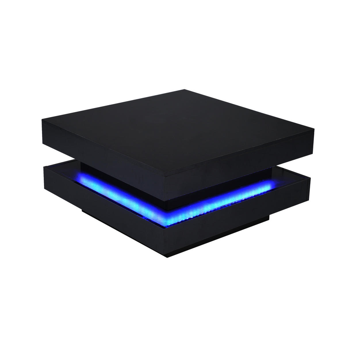 COUCHTISCH 70/70/36 cm Schwarz mit LED-Beleuchtung und Bluetooth-App-Steuerung - Schwarz, Holzwerkstoff (70/70/36cm) - OKWISH