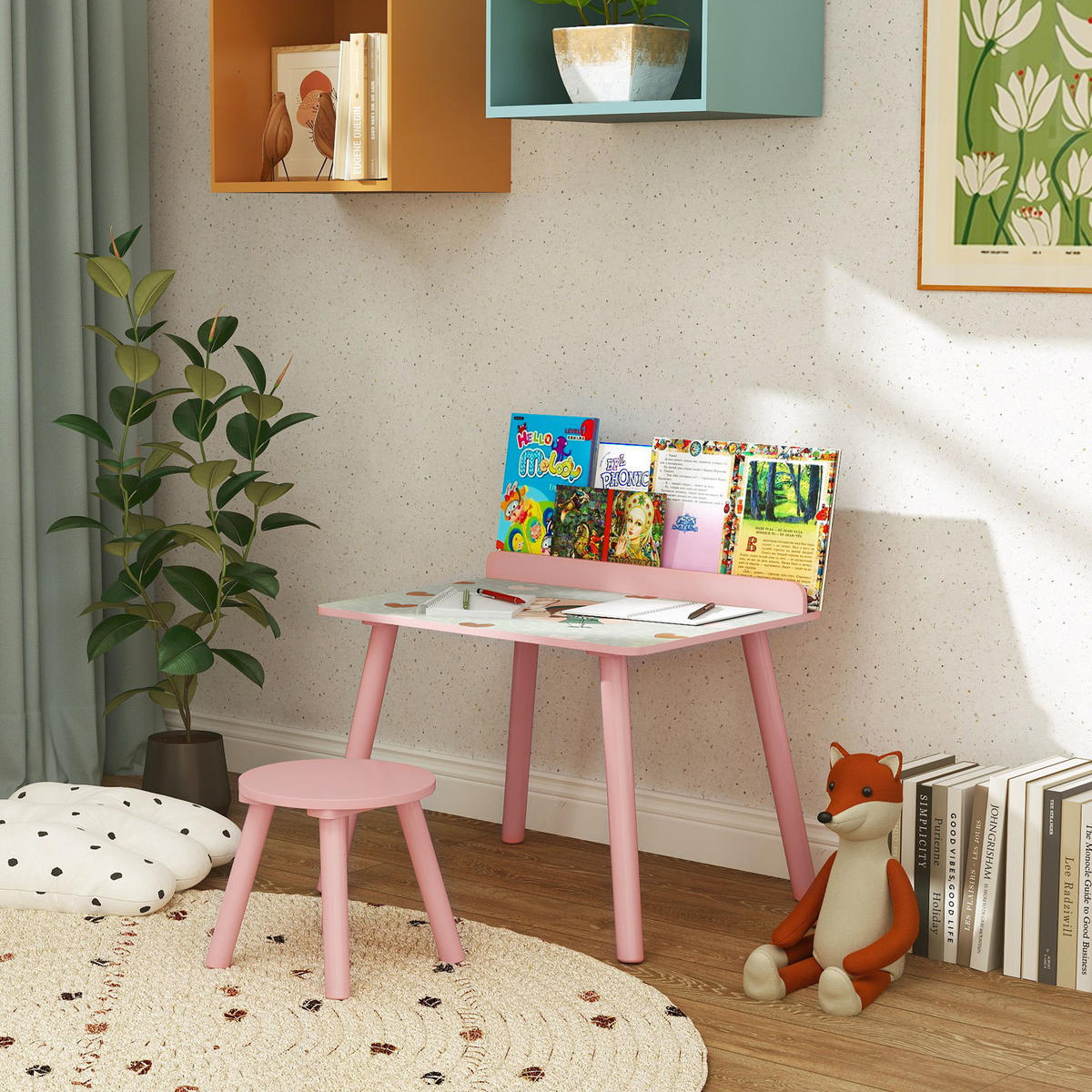KINDERSITZGRUPPE DE-17522 integrierter Bücherhalter mit Bärenmotiv Rosa - Pink, Holzwerkstoff (48/53.5/60cm) - ComfortXL