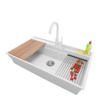 GRANITSPÜLE Oslo Pocket, 2-er set Weiß 88/53 cm 1 Becken + Küchenarmatur 32/20 cm + Ablauf-Set + Küchenzubehörset ab 90er Unterschrank - Chromfarben/Beige, Kunststoff (88/20/53cm) - Primagran