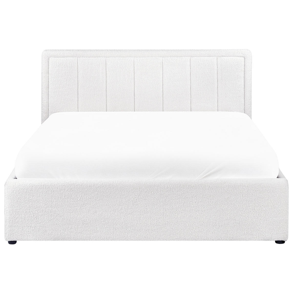 BETT mit Stauraum 140/200 cm Bouclé Weiß Montlaur - Weiß, Textil (140/200cm) - Beliani