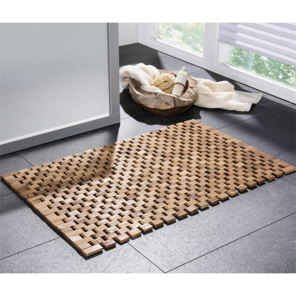 BADEMATTE AKAZIENHOLZ Duschvorleger - Naturfarben, Naturmaterialien (50/80cm) - WohnDirect