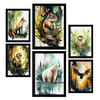 POSTER Set Mit 6 Lebensräume Illustrationen Von Tieren In Naturlandschaften, Realistischer Aquarellstil Innenarchitektur A3 & A4 Schwarzer Rahmen - Schwarz, Papier (29/3cm) - Nacnic