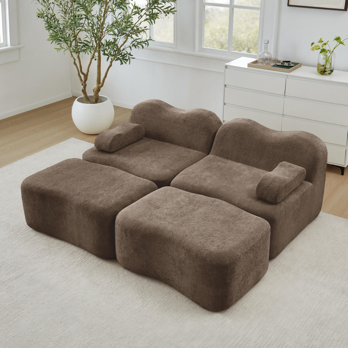 SOFA 192/167/70 cm in Braun aus Samt, modular und rahmenlos - Braun, Textil (167/70/192cm) - Flora Grace
