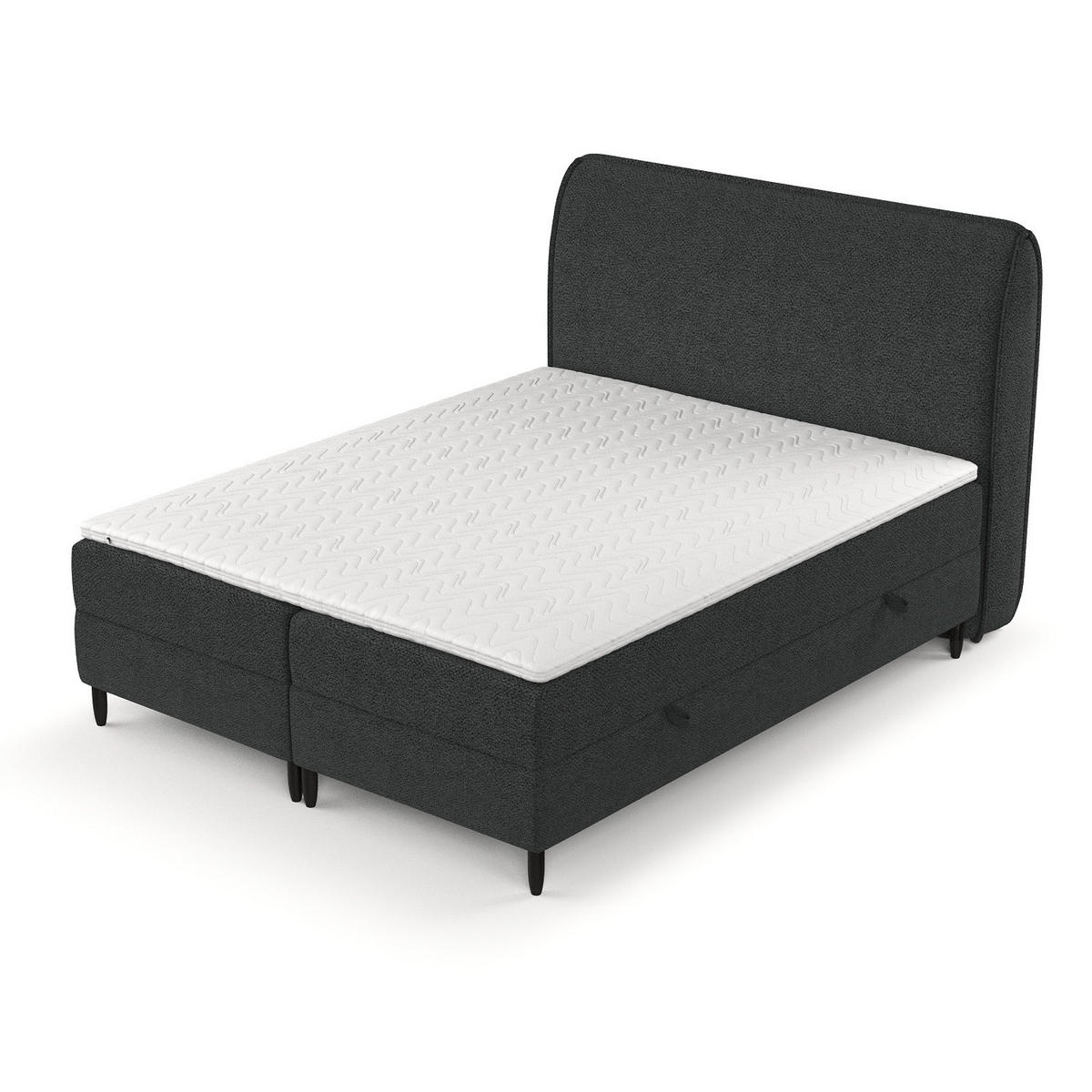 BOXBETT Lunaro 200/200 cm Anthrazit im Bubble Stoff - Anthrazit/Schwarz, Holz/Holzwerkstoff (200/200cm) - AltaBeds