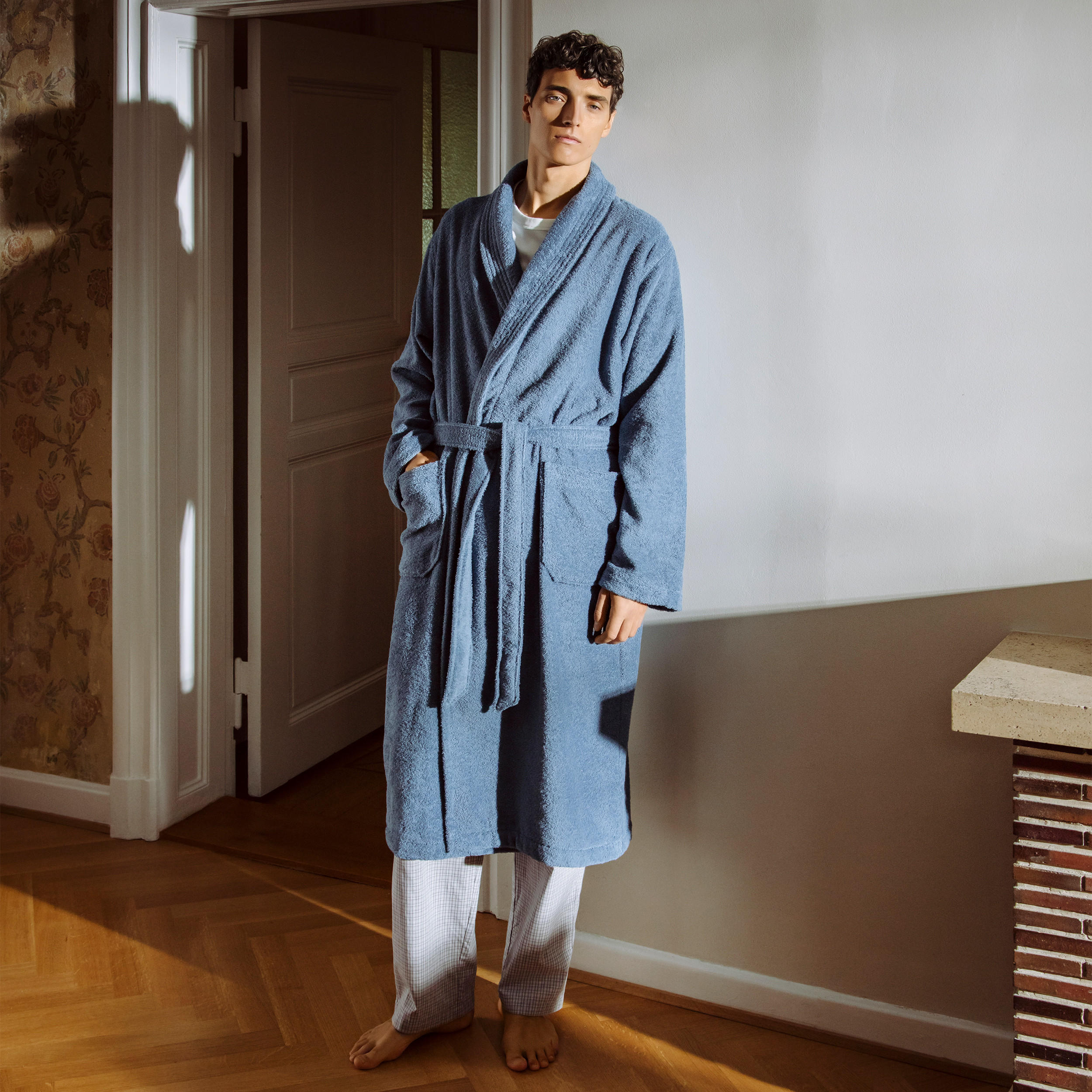Thumbnail - Möve Schalkragenmantel, Blau, Textil, unisex, Oeko-Tex® Standard 100, Badtextilien, Bademäntel